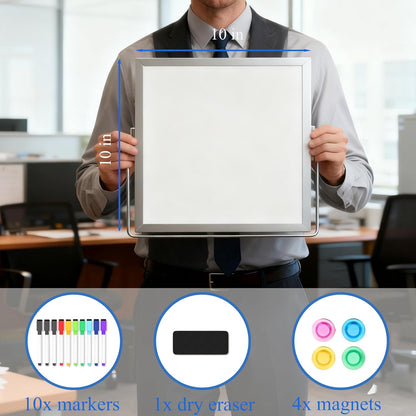 Small Desk Dry Erase Board with Stand 10" x 10"