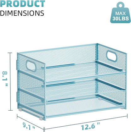 3 Tier Paper Organizer Letter Tray, Mesh File Organizer with Handle, Paper Sorter Desk Organizer for Home Office Supplies