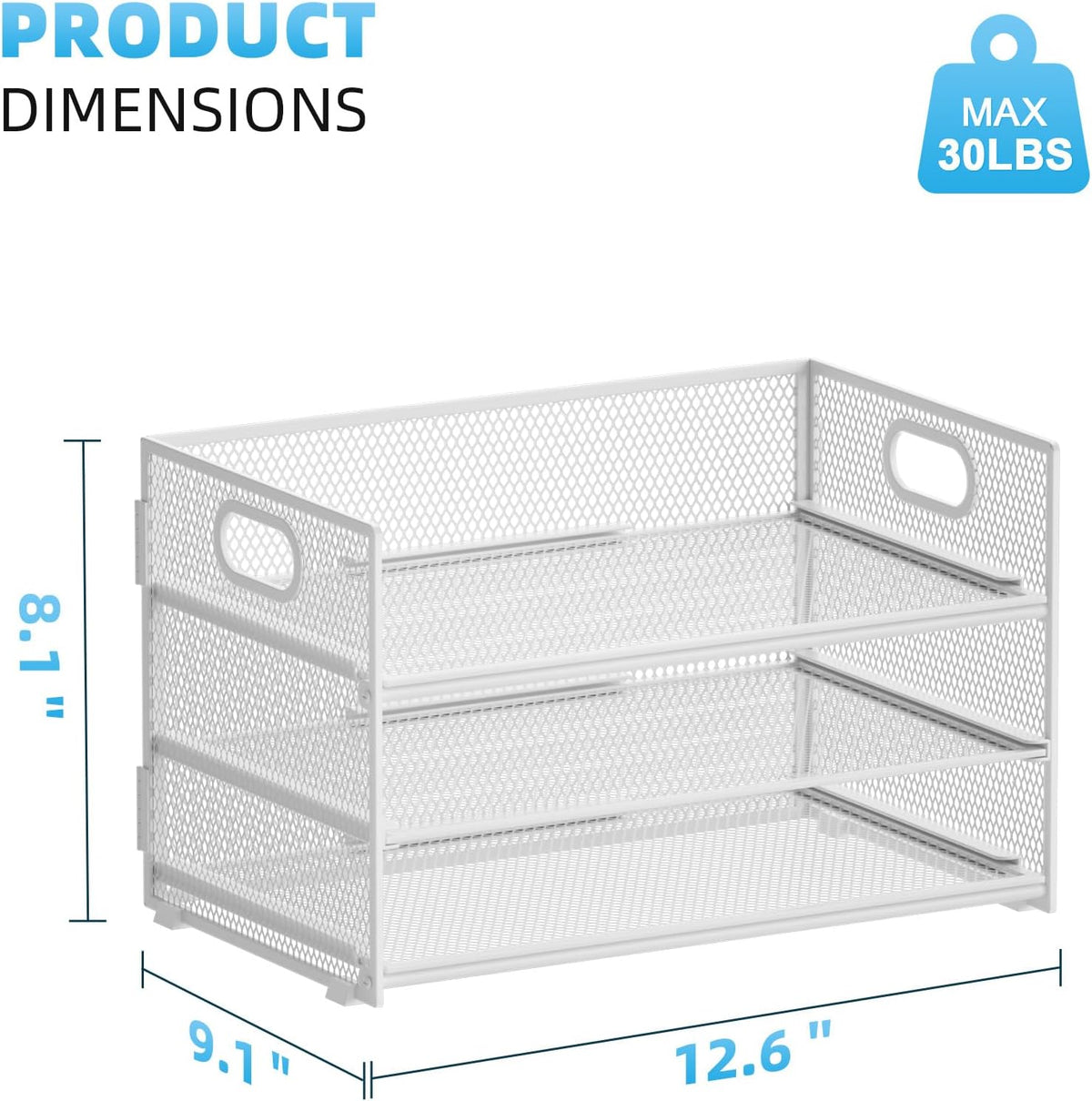 3 Tier Paper Organizer Letter Tray, Mesh File Organizer with Handle, Paper Sorter Desk Organizer for Home Office Supplies