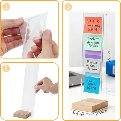 2PCS Monitor Memo Board Portable Monitor Sticky Note Holder Computer Screen Message Board Holder Detachable Acrylic Sticky Note Board Messadge Remider