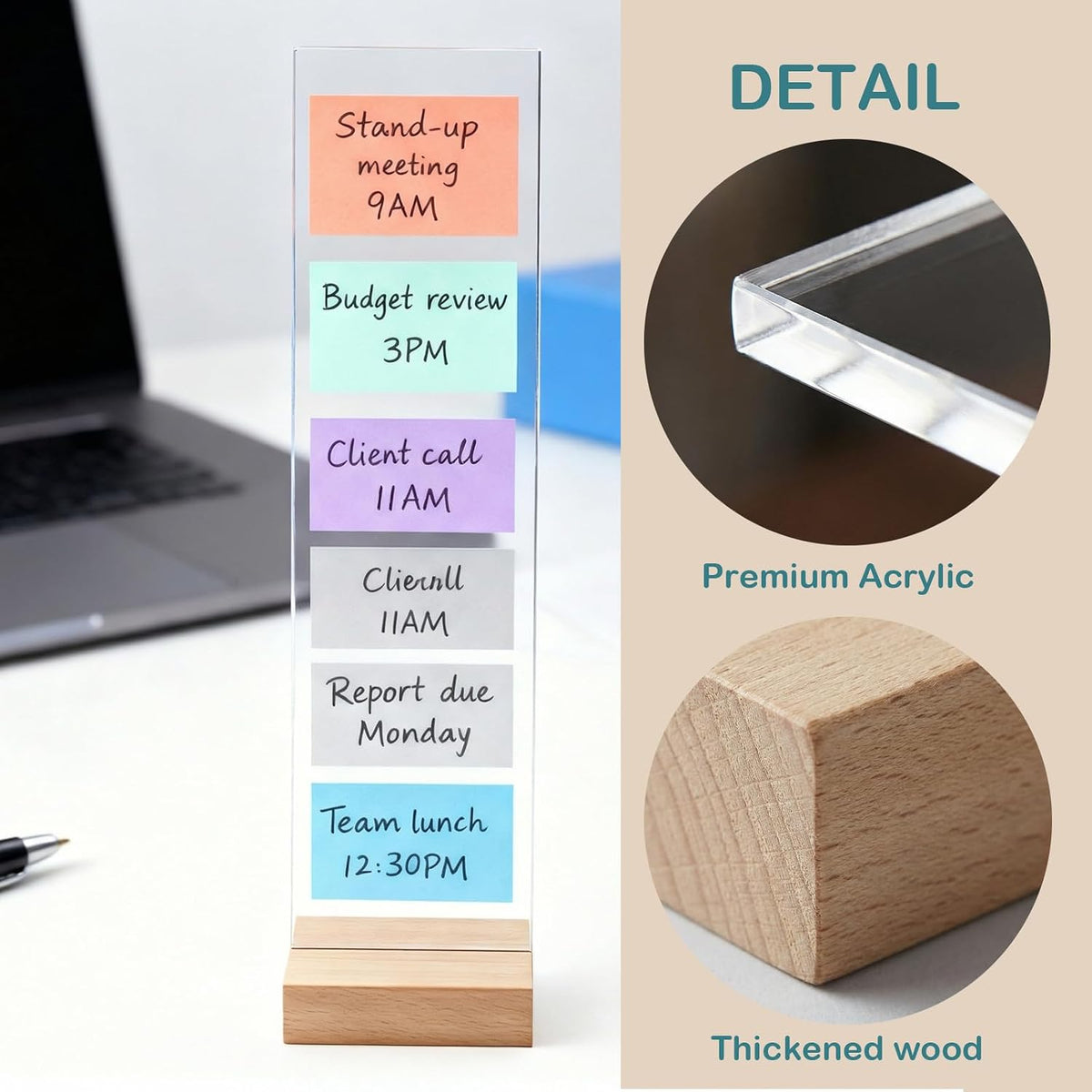 2PCS Monitor Memo Board Portable Monitor Sticky Note Holder Computer Screen Message Board Holder Detachable Acrylic Sticky Note Board Messadge Remider