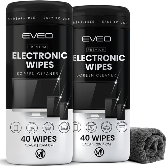 Electronic Wipes Screen Cleaner Streak-Free [ x40] Computer Screen Wipes, TV Screen Cleaner Wipes, Monitor Wipes for Smart TV, Laptop, iPhone, ipad and more - [Microfiber Cloth + 80 Wipes]