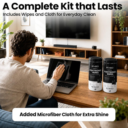 Electronic Wipes Screen Cleaner Streak-Free [ x40] Computer Screen Wipes, TV Screen Cleaner Wipes, Monitor Wipes for Smart TV, Laptop, iPhone, ipad and more - [Microfiber Cloth + 80 Wipes]