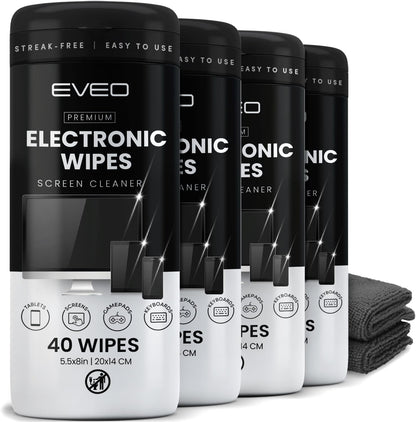 Electronic Wipes Screen Cleaner Streak-Free [ x40] Computer Screen Wipes, TV Screen Cleaner Wipes, Monitor Wipes for Smart TV, Laptop, iPhone, ipad and more - [Microfiber Cloth + 80 Wipes]