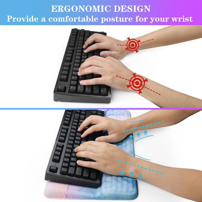 Computer Keyboard Stand with Wrist Rest, Ergonomic Tilted Keyboard Holder - Keyboard Riser with Wrist Pad - Keyboard Tray Support for Office Home - Black