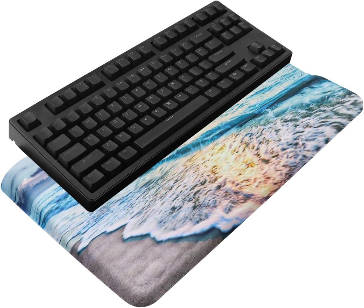 Computer Keyboard Stand with Wrist Rest, Ergonomic Tilted Keyboard Holder - Keyboard Riser with Wrist Pad - Keyboard Tray Support for Office Home - Black