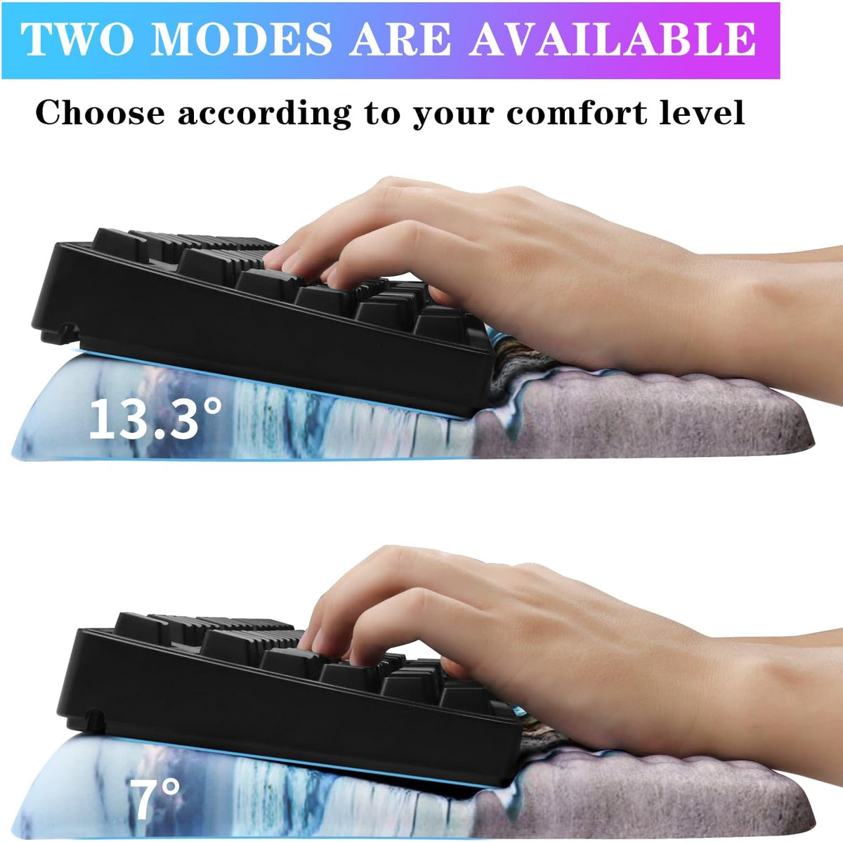 Computer Keyboard Stand with Wrist Rest, Ergonomic Tilted Keyboard Holder - Keyboard Riser with Wrist Pad - Keyboard Tray Support for Office Home - Black