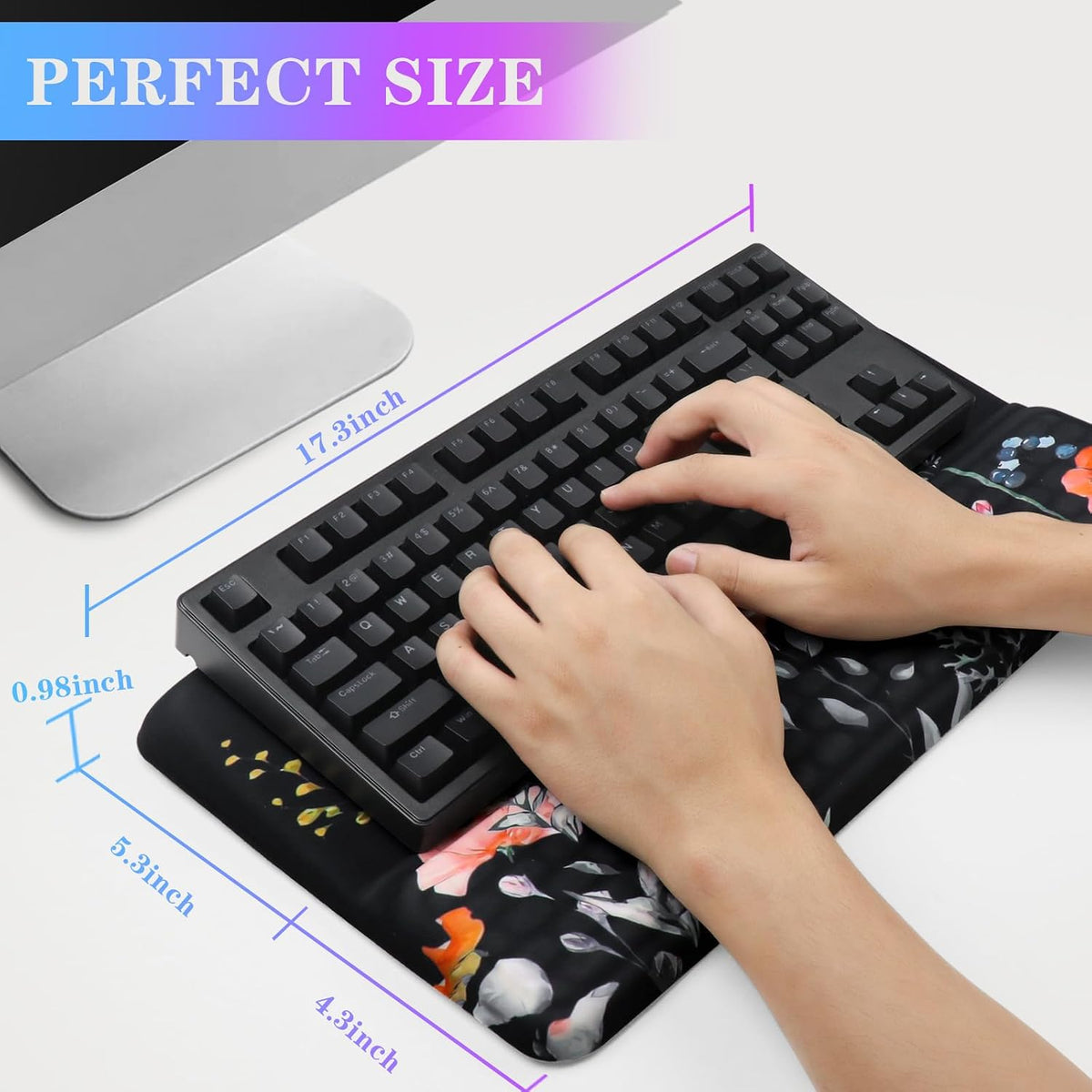 Computer Keyboard Stand with Wrist Rest, Ergonomic Tilted Keyboard Holder - Keyboard Riser with Wrist Pad - Keyboard Tray Support for Office Home - Black
