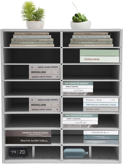 16-Slot File Organizer, Countertop Mail Sorter for Office Home Classroom