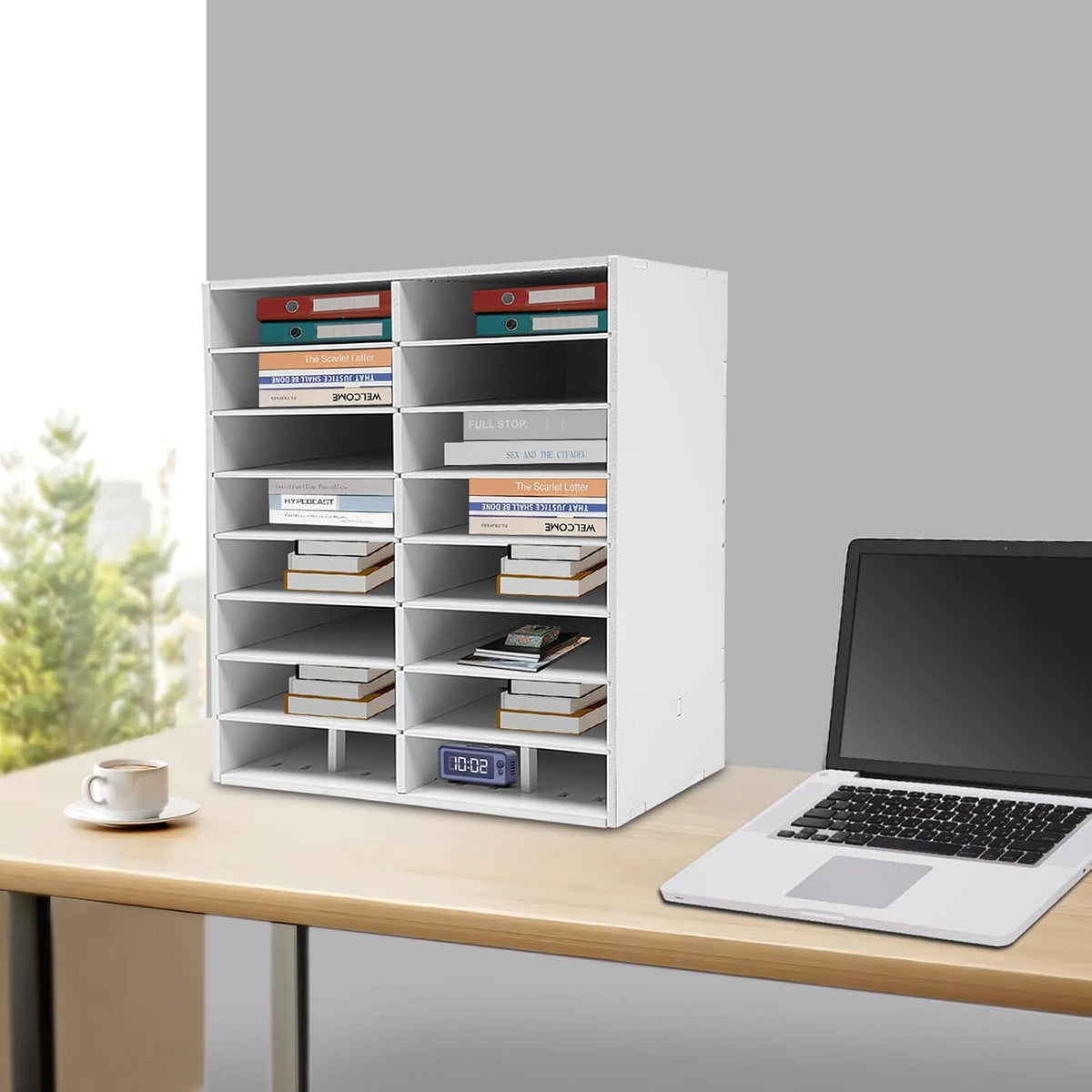 16-Slot File Organizer, Countertop Mail Sorter for Office Home Classroom