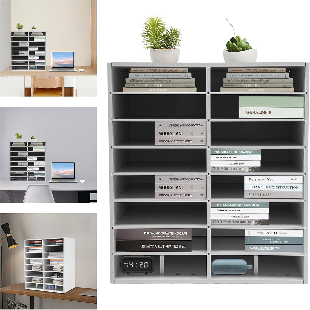 16-Slot File Organizer, Countertop Mail Sorter for Office Home Classroom