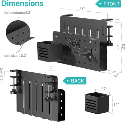 Under Desk Storage Organizer, Laptop Holder for 0.4"-2.2" Desk Edge, Black