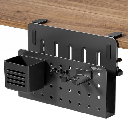 Under Desk Storage Organizer, Laptop Holder for 0.4"-2.2" Desk Edge, Black
