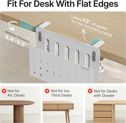 Under Desk Storage Organizer, Laptop Holder for 0.4"-2.2" Desk Edge, Black