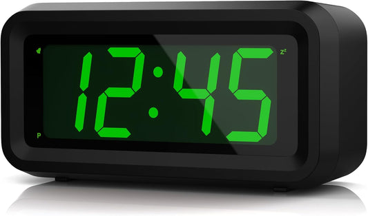 1.2 Inch Small Digital Alarm Clock, Green LED Display with Adjustable Brightness & Night Mode, Battery Operated Portable Desk Clock, for Bedroom, Travel, Kids, Wall Mount (Snooze, 12/24H)