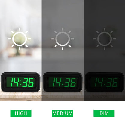 1.2 Inch Small Digital Alarm Clock, Green LED Display with Adjustable Brightness & Night Mode, Battery Operated Portable Desk Clock, for Bedroom, Travel, Kids, Wall Mount (Snooze, 12/24H)