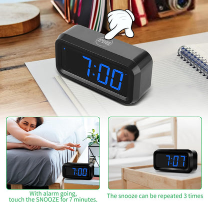 1.2 Inch Small Digital Alarm Clock, Green LED Display with Adjustable Brightness & Night Mode, Battery Operated Portable Desk Clock, for Bedroom, Travel, Kids, Wall Mount (Snooze, 12/24H)