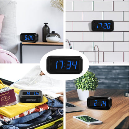 1.2 Inch Small Digital Alarm Clock, Green LED Display with Adjustable Brightness & Night Mode, Battery Operated Portable Desk Clock, for Bedroom, Travel, Kids, Wall Mount (Snooze, 12/24H)