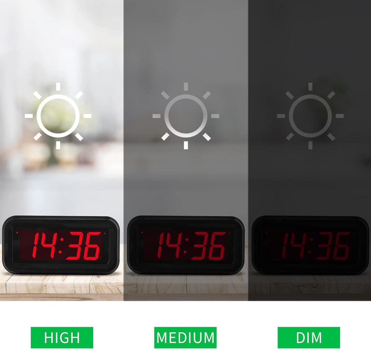 1.2 Inch Small Digital Alarm Clock, Green LED Display with Adjustable Brightness & Night Mode, Battery Operated Portable Desk Clock, for Bedroom, Travel, Kids, Wall Mount (Snooze, 12/24H)
