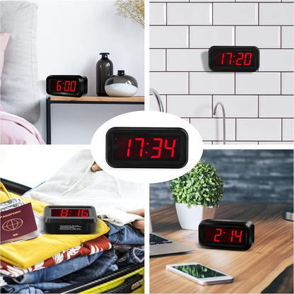 1.2 Inch Small Digital Alarm Clock, Green LED Display with Adjustable Brightness & Night Mode, Battery Operated Portable Desk Clock, for Bedroom, Travel, Kids, Wall Mount (Snooze, 12/24H)
