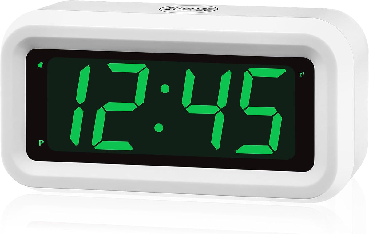 1.2 Inch Small Digital Alarm Clock, Green LED Display with Adjustable Brightness & Night Mode, Battery Operated Portable Desk Clock, for Bedroom, Travel, Kids, Wall Mount (Snooze, 12/24H)