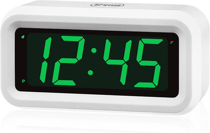1.2 Inch Small Digital Alarm Clock, Green LED Display with Adjustable Brightness & Night Mode, Battery Operated Portable Desk Clock, for Bedroom, Travel, Kids, Wall Mount (Snooze, 12/24H)