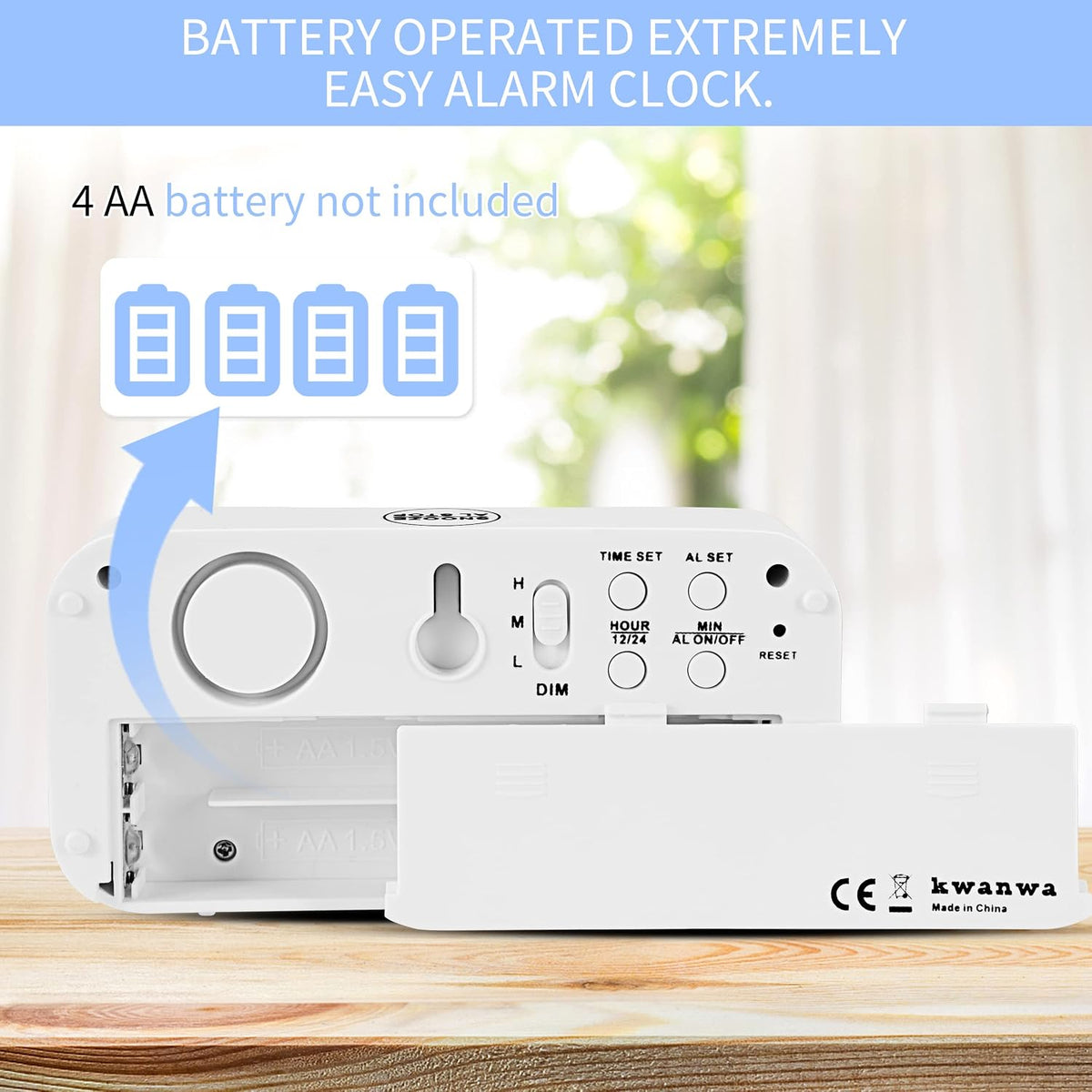1.2 Inch Small Digital Alarm Clock, Green LED Display with Adjustable Brightness & Night Mode, Battery Operated Portable Desk Clock, for Bedroom, Travel, Kids, Wall Mount (Snooze, 12/24H)