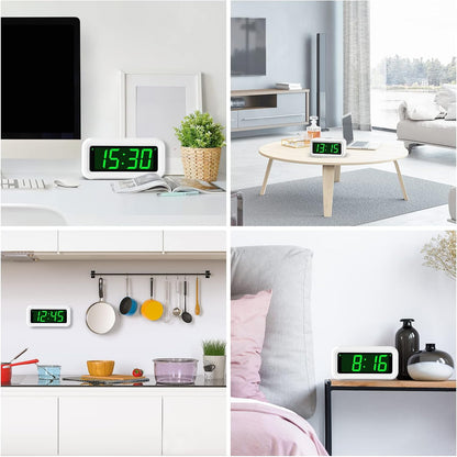 1.2 Inch Small Digital Alarm Clock, Green LED Display with Adjustable Brightness & Night Mode, Battery Operated Portable Desk Clock, for Bedroom, Travel, Kids, Wall Mount (Snooze, 12/24H)