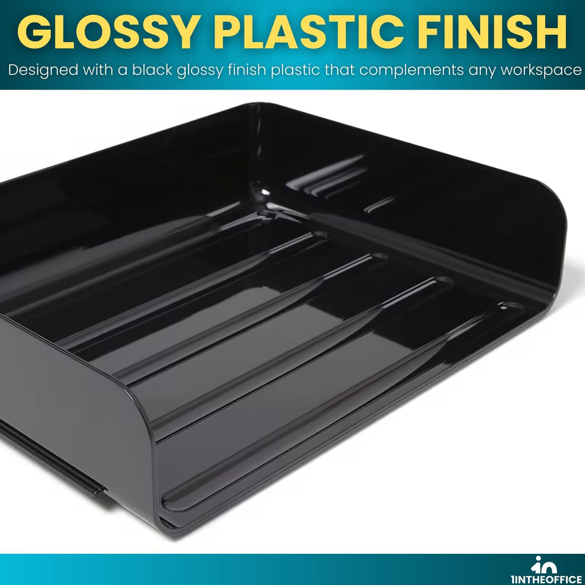 Stackable Paper Tray Organizer, Plastic Letter Tray, Office Desk Tray, Black (4Pack)