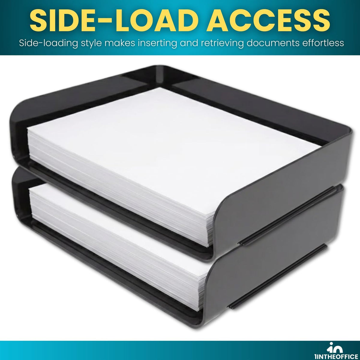 Stackable Paper Tray Organizer, Plastic Letter Tray, Office Desk Tray, Black (4Pack)