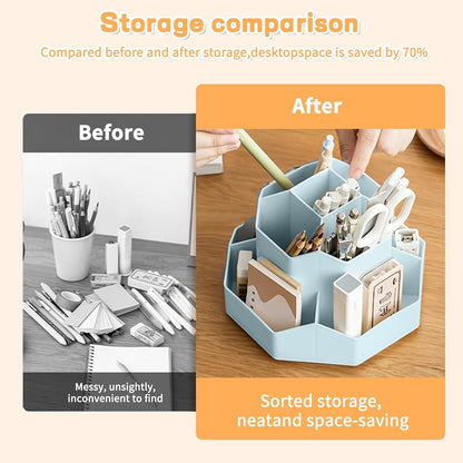 Pencil Pen Holder for Desk,9 Slots 360 Degree Rotating Desk Organizers,Desktop Storage Stationery Supplies Organizer, Cute Pencil Cup Pot For Office, School, Home(Black)