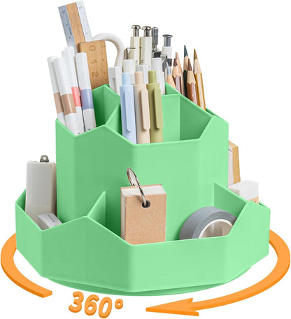 Pencil Pen Holder for Desk,9 Slots 360 Degree Rotating Desk Organizers,Desktop Storage Stationery Supplies Organizer, Cute Pencil Cup Pot For Office, School, Home(Black)