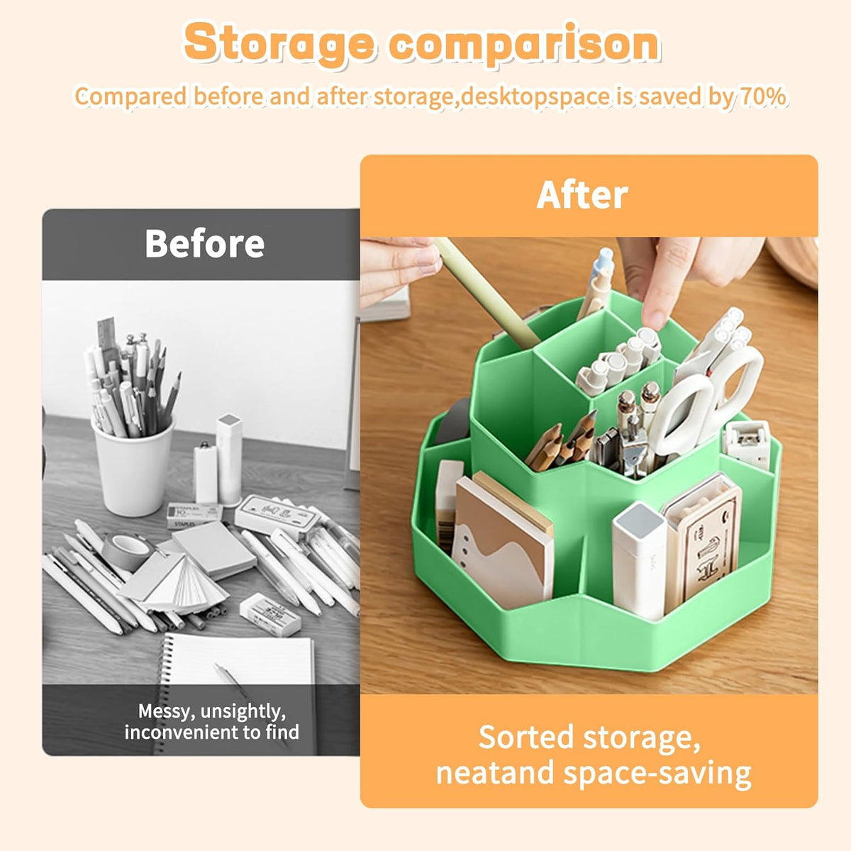 Pencil Pen Holder for Desk,9 Slots 360 Degree Rotating Desk Organizers,Desktop Storage Stationery Supplies Organizer, Cute Pencil Cup Pot For Office, School, Home(Black)