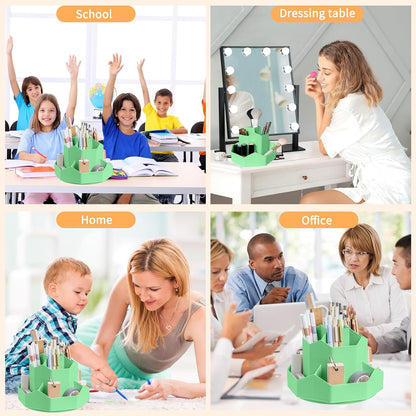 Pencil Pen Holder for Desk,9 Slots 360 Degree Rotating Desk Organizers,Desktop Storage Stationery Supplies Organizer, Cute Pencil Cup Pot For Office, School, Home(Black)
