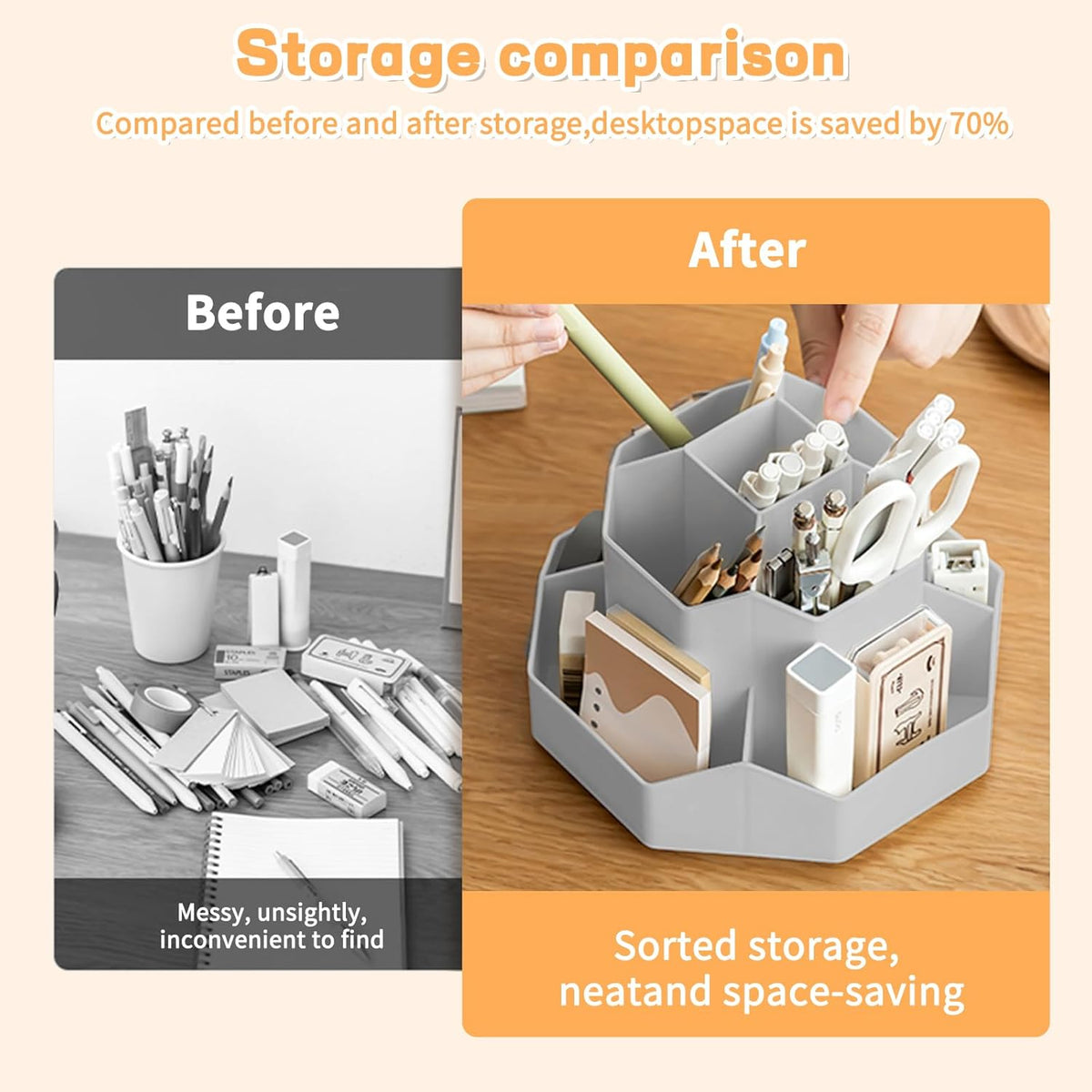 Pencil Pen Holder for Desk,9 Slots 360 Degree Rotating Desk Organizers,Desktop Storage Stationery Supplies Organizer, Cute Pencil Cup Pot For Office, School, Home(Black)