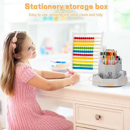 Pencil Pen Holder for Desk,9 Slots 360 Degree Rotating Desk Organizers,Desktop Storage Stationery Supplies Organizer, Cute Pencil Cup Pot For Office, School, Home(Black)