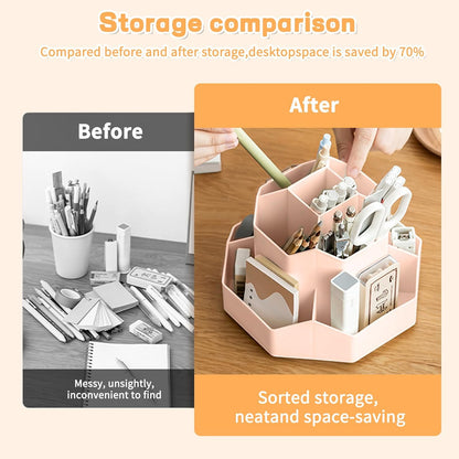 Pencil Pen Holder for Desk,9 Slots 360 Degree Rotating Desk Organizers,Desktop Storage Stationery Supplies Organizer, Cute Pencil Cup Pot For Office, School, Home(Black)