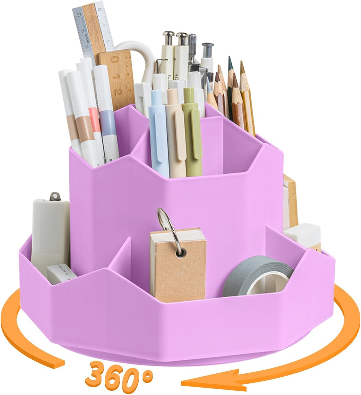 Pencil Pen Holder for Desk,9 Slots 360 Degree Rotating Desk Organizers,Desktop Storage Stationery Supplies Organizer, Cute Pencil Cup Pot For Office, School, Home(Black)