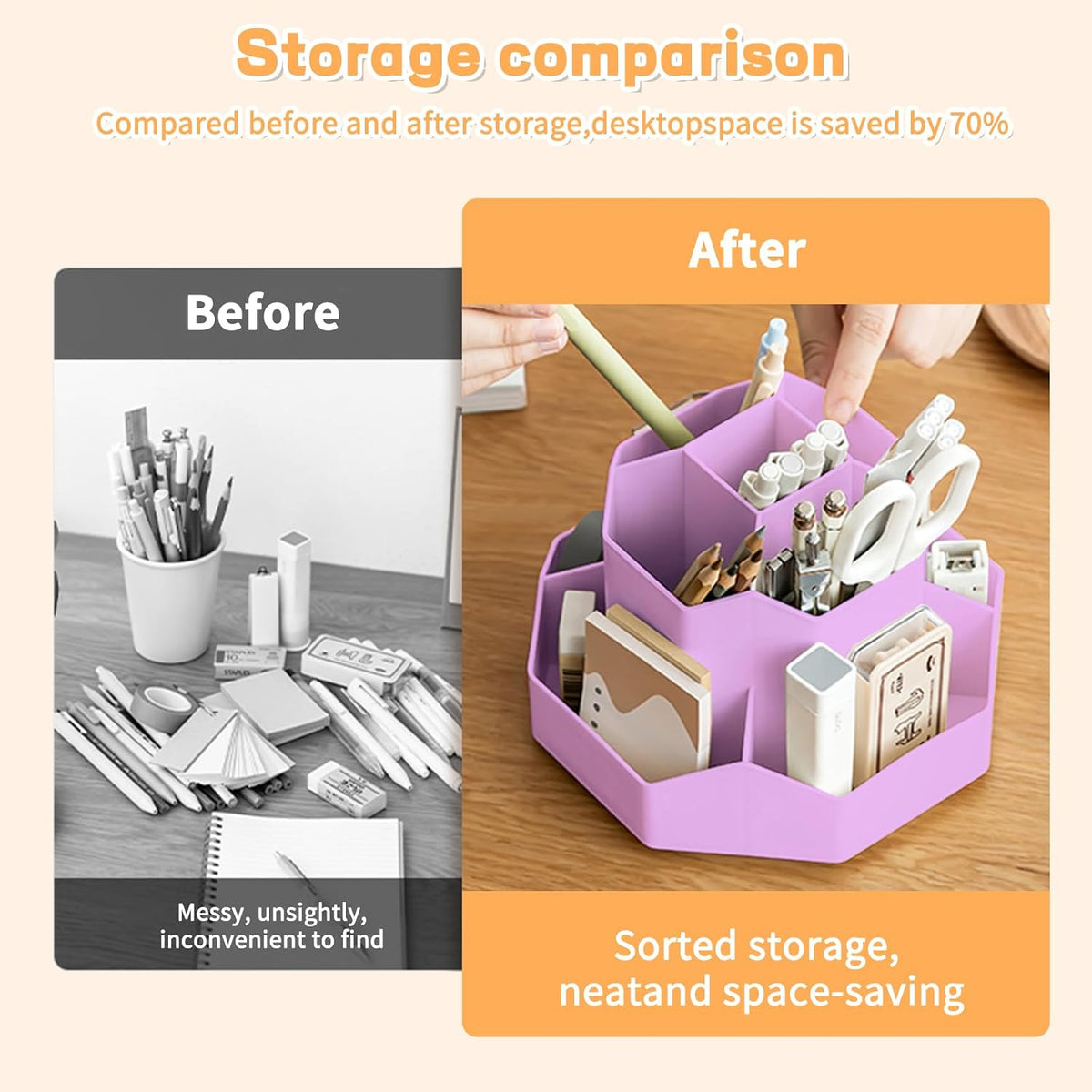 Pencil Pen Holder for Desk,9 Slots 360 Degree Rotating Desk Organizers,Desktop Storage Stationery Supplies Organizer, Cute Pencil Cup Pot For Office, School, Home(Black)
