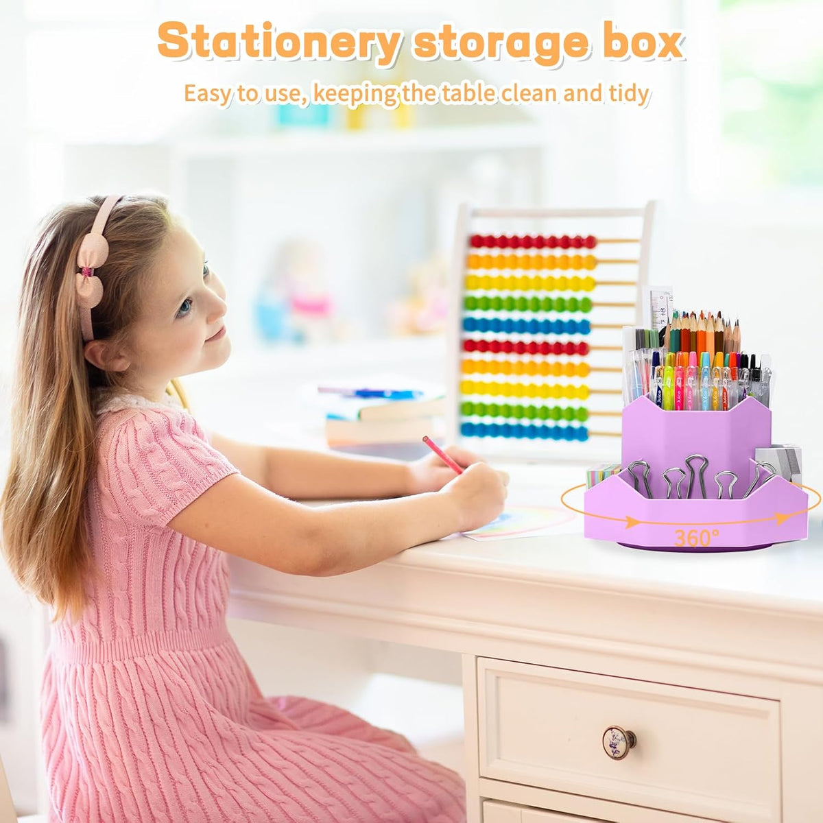 Pencil Pen Holder for Desk,9 Slots 360 Degree Rotating Desk Organizers,Desktop Storage Stationery Supplies Organizer, Cute Pencil Cup Pot For Office, School, Home(Black)