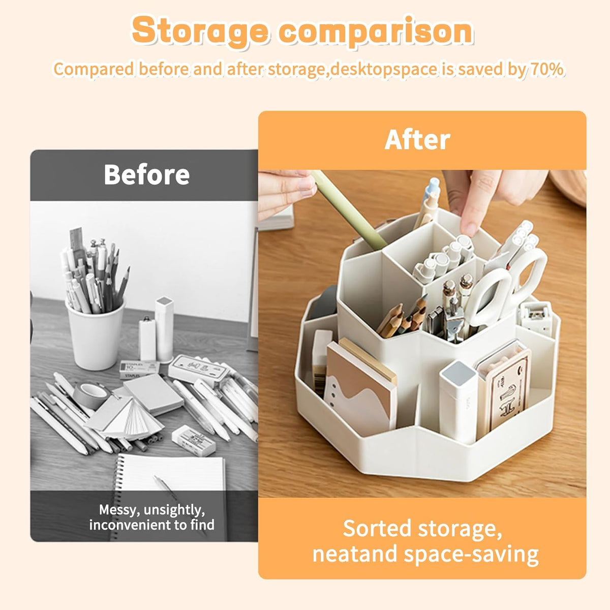 Pencil Pen Holder for Desk,9 Slots 360 Degree Rotating Desk Organizers,Desktop Storage Stationery Supplies Organizer, Cute Pencil Cup Pot For Office, School, Home(Black)