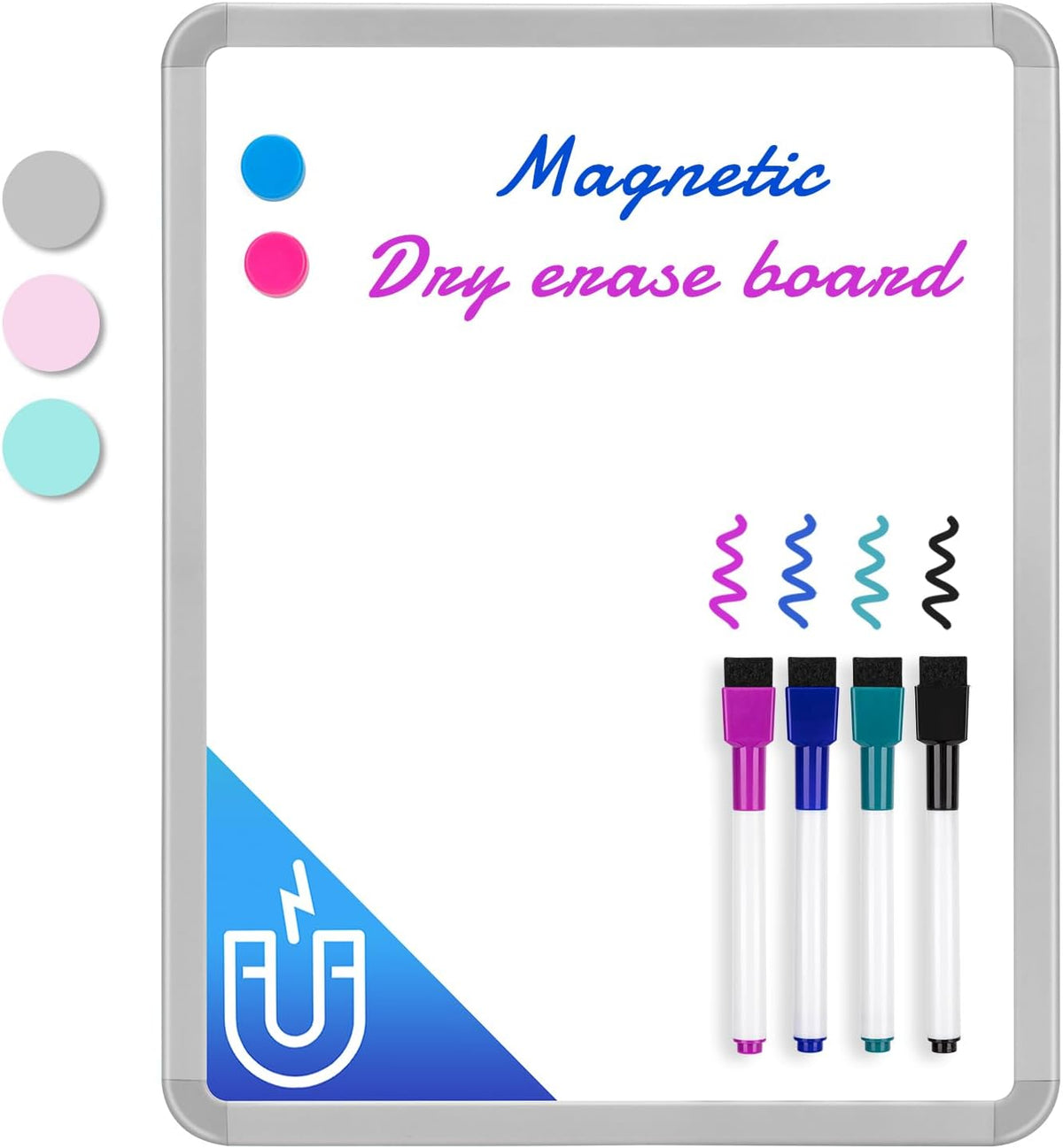 Magnetic Dry Erase Board, 14 x 11 Inches White Board, Gray