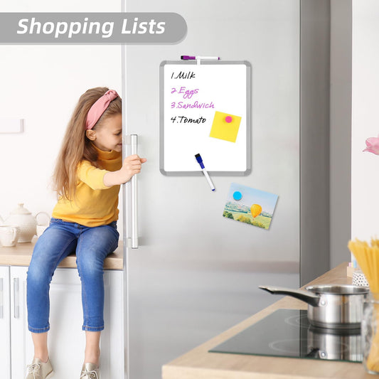 Magnetic Dry Erase Board, 14 x 11 Inches White Board, Gray