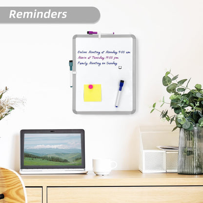 Magnetic Dry Erase Board, 14 x 11 Inches White Board, Gray