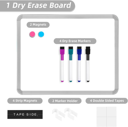 Magnetic Dry Erase Board, 14 x 11 Inches White Board, Gray