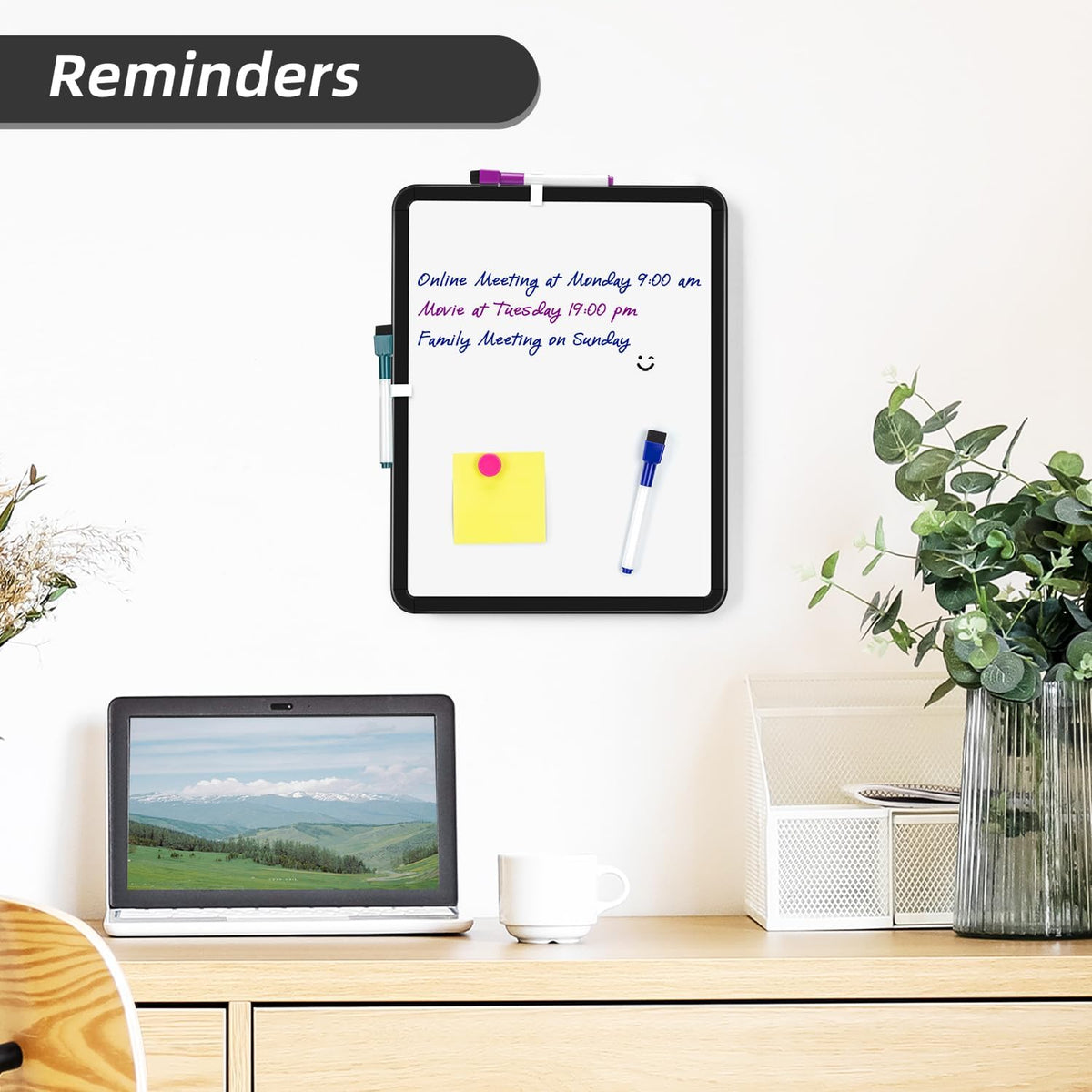 Magnetic Dry Erase Board, 14 x 11 Inches White Board, Gray