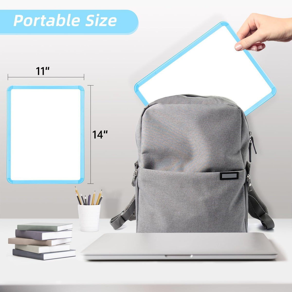 Magnetic Dry Erase Board, 14 x 11 Inches White Board, Gray