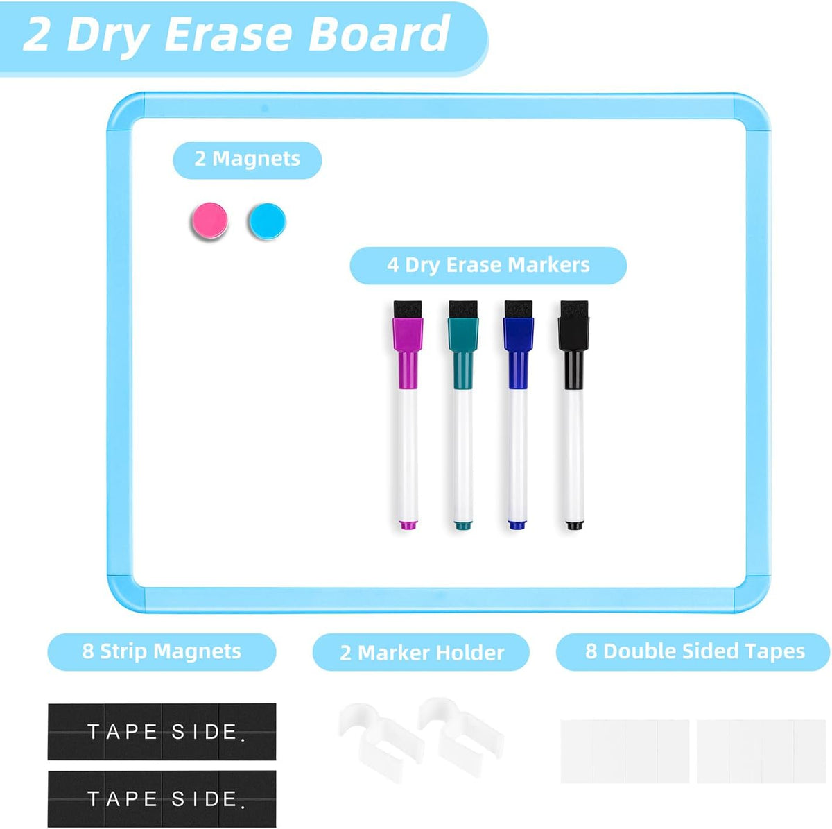Magnetic Dry Erase Board, 14 x 11 Inches White Board, Gray