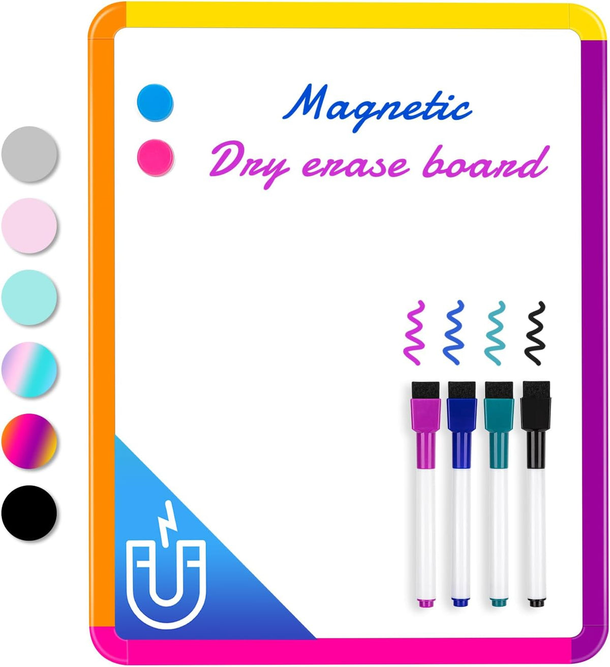 Magnetic Dry Erase Board, 14 x 11 Inches White Board, Gray
