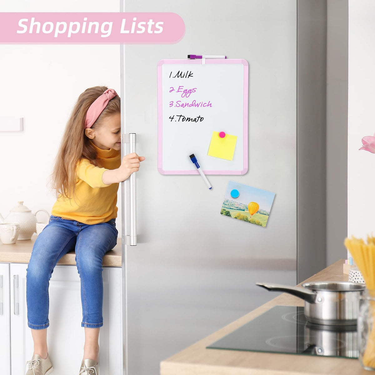 Magnetic Dry Erase Board, 14 x 11 Inches White Board, Gray